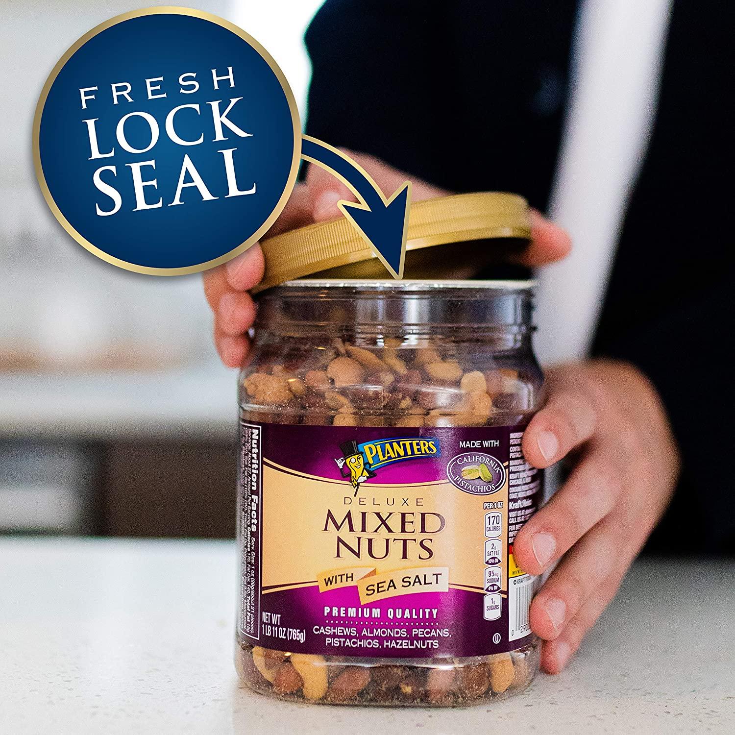 PLANTERS Deluxe Mixed Nuts with Sea Salt, 27 oz. Resealable Container