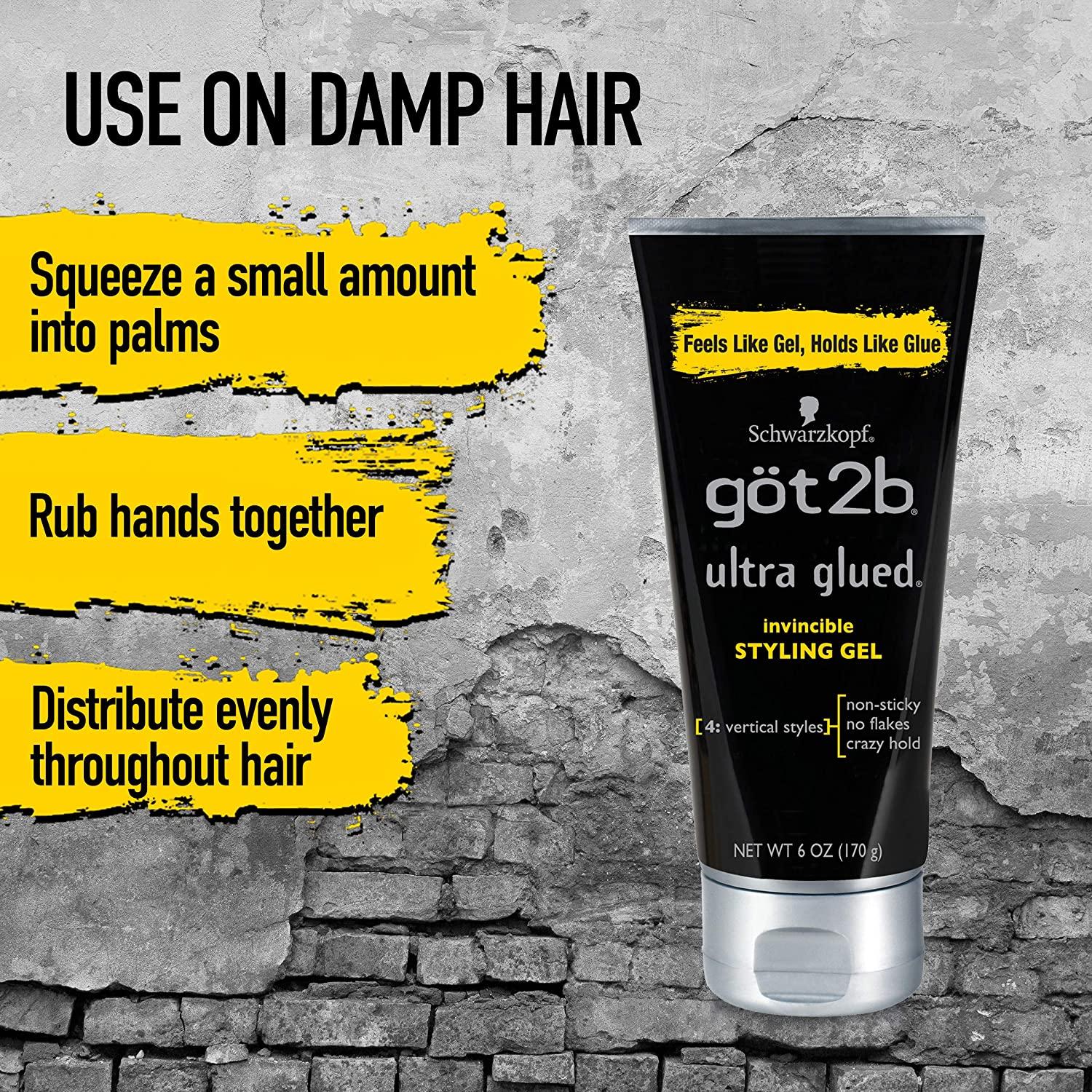 Got2b Ultra Glued Invincible Styling Hair Gel, 6 Ounce Clean Scent 6 Ounce  (Pack of 1)