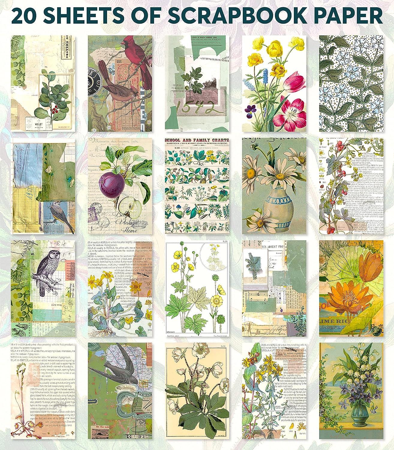 A Book of 20 Sheets of Junk Journal Botanical Stickers. Journal