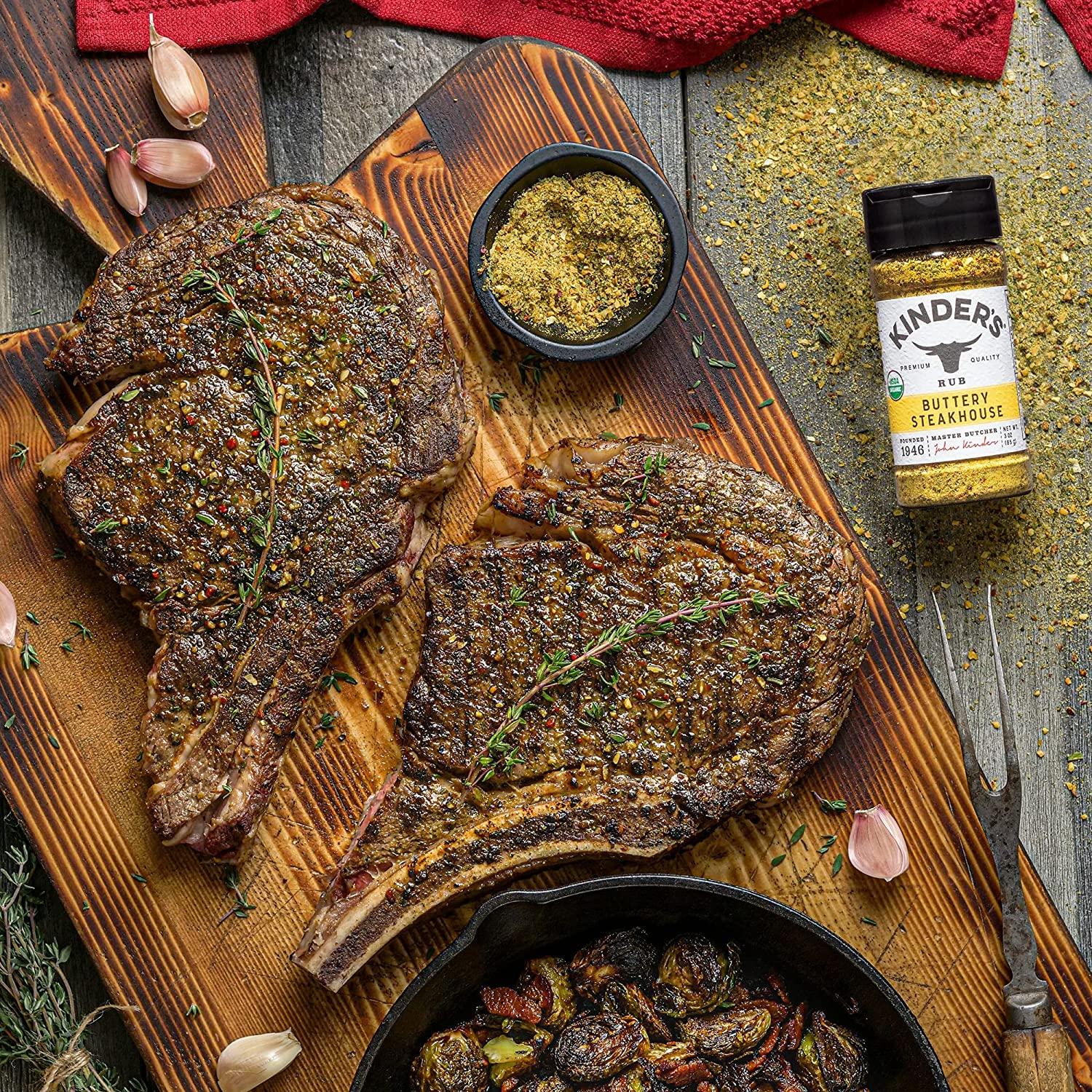 Kinder's Organic Buttery Steakhouse Rub - 3oz Premium Quality Seasoning ...