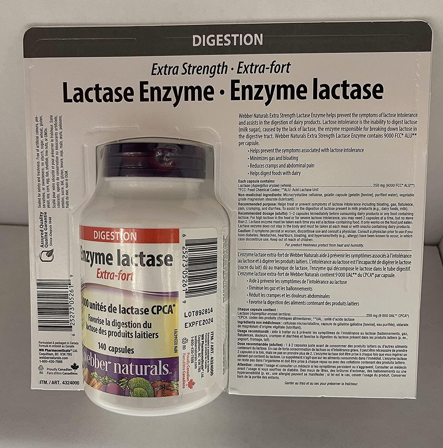 Webber Naturals Lactase Enzyme Extra Strength 120 Capsules by Webber