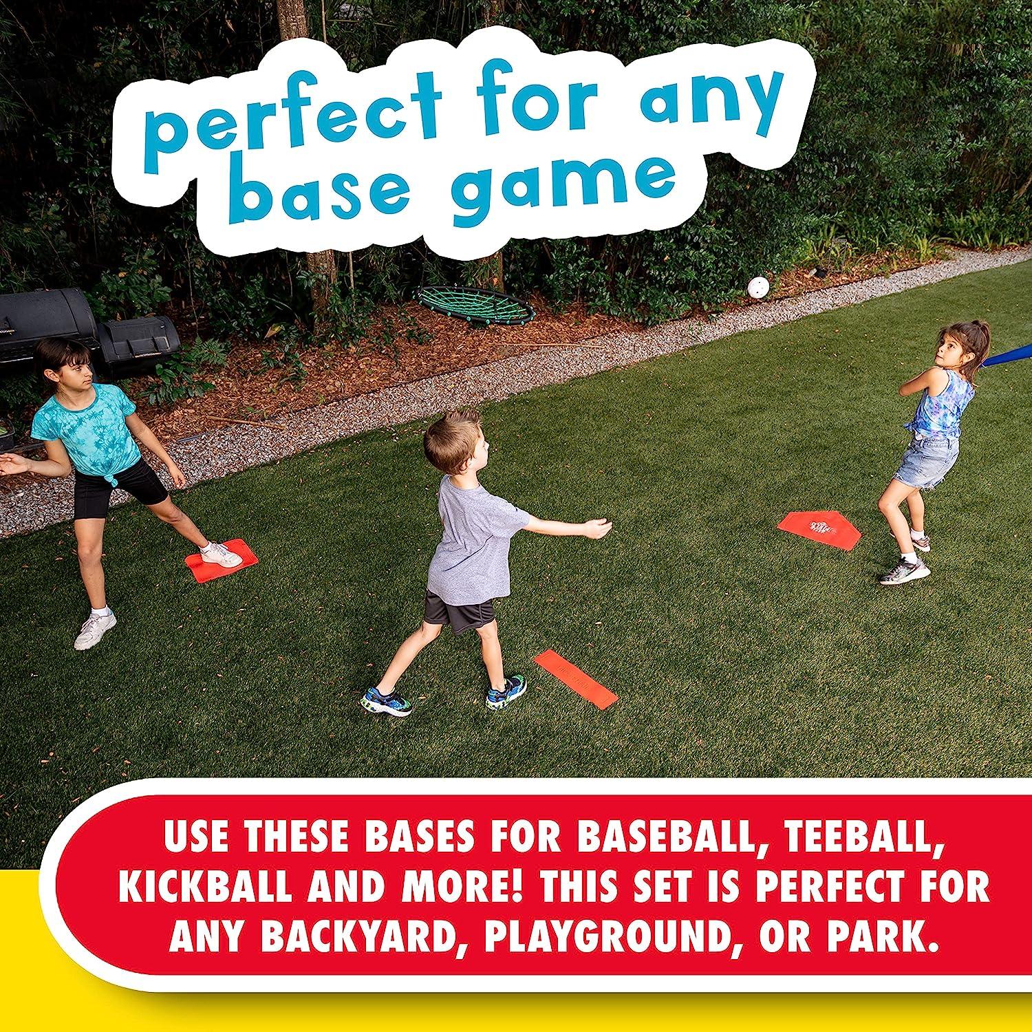 Franklin Sports Field Day Baseball Base Set Throw Down Rubber Bases for Baseball + Softball