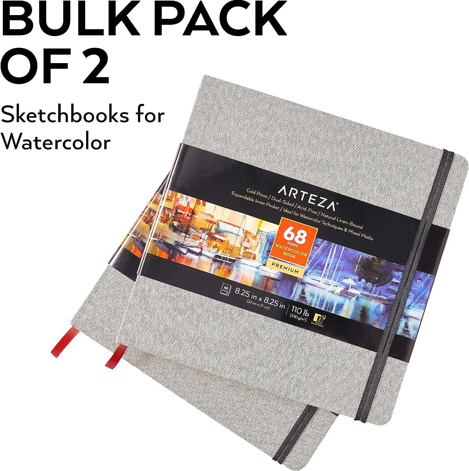 Arteza Watercolor Sketchbooks, 8.25x8.25-inch, 2-Pack, 68 Sheets, Gray Art  Journal, Hardcover 110lb Paper Book, Watercolor Sketchbook for Use as  Travel Journal and Mixed Media Pad 2 Pack Gray