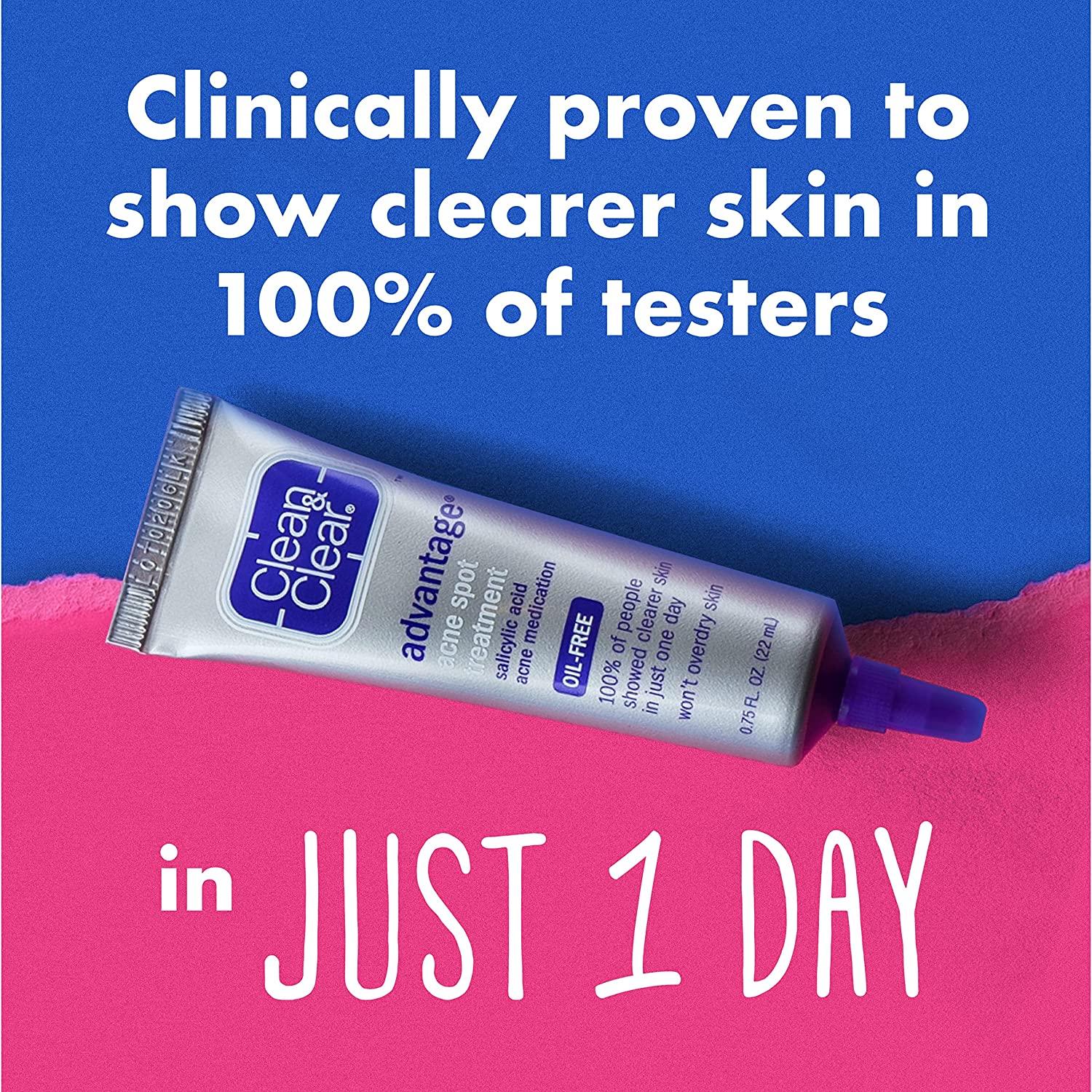 Clean & Clear Advantage Acne Spot Treatment Gel Cream 2% Salicylic Acid ...