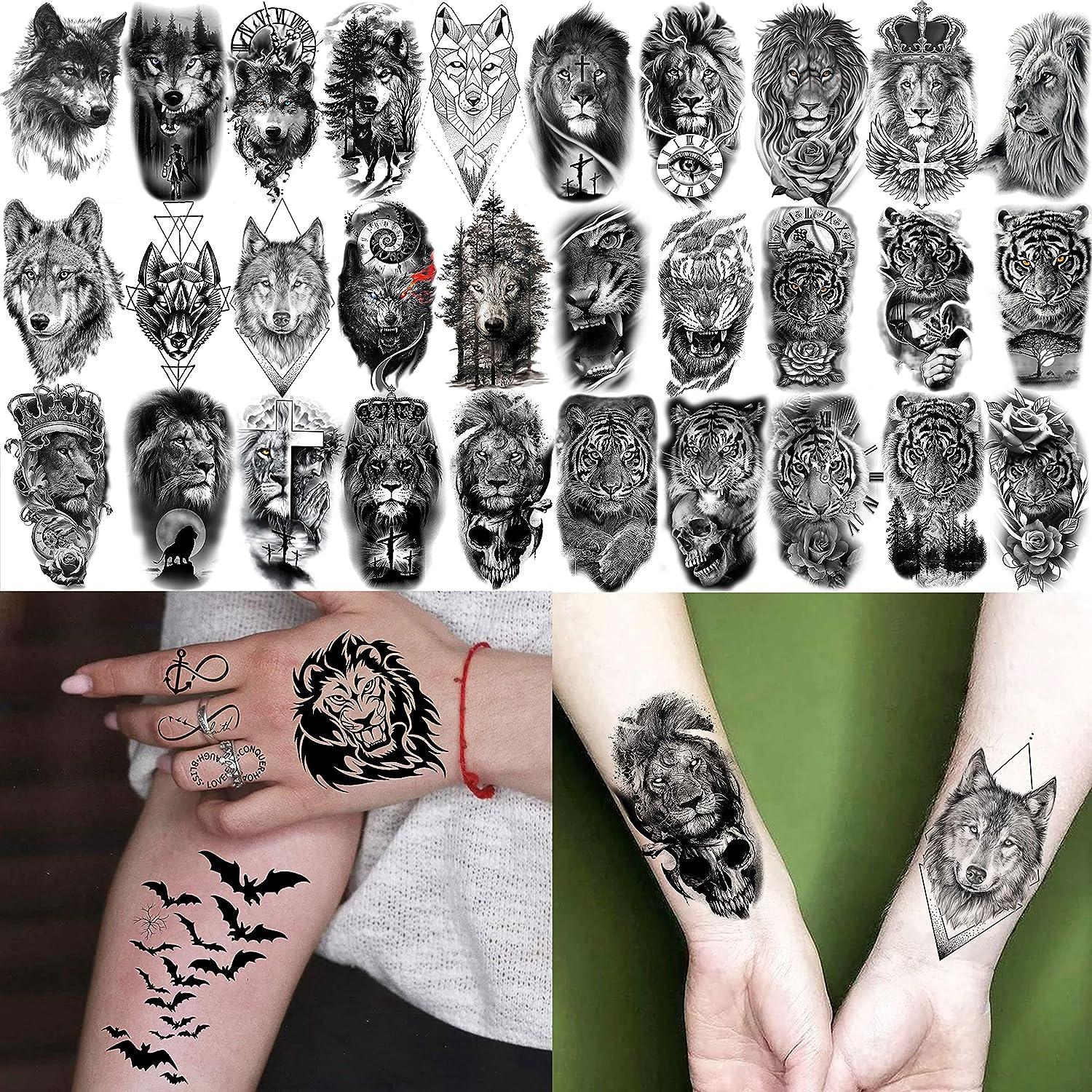Temporary Waterproof Tiger Skull Tattoo Sticker, Men's Ferocious Animal  Tattoo Decoration | SHEIN ASIA