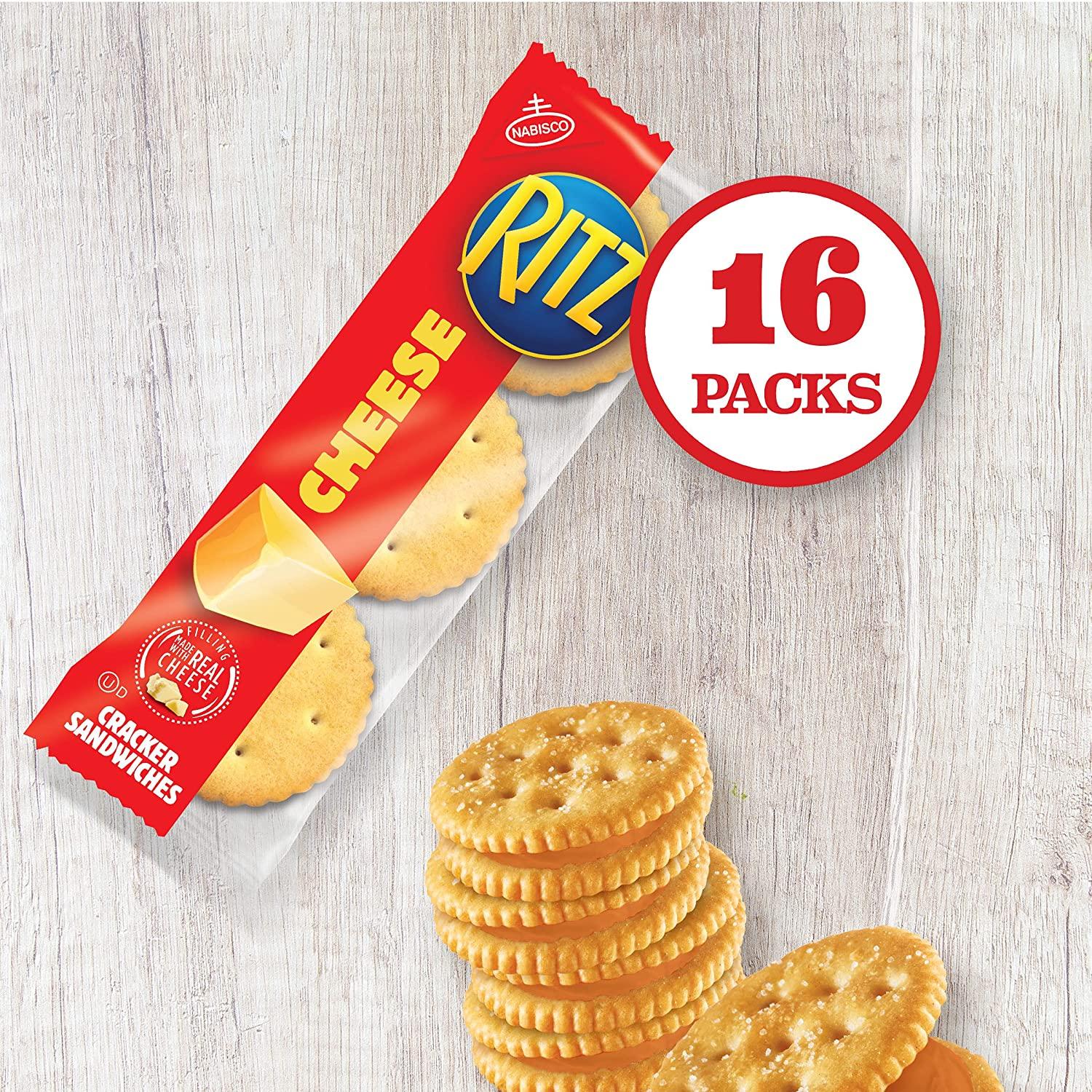 RITZ Cheese Sandwich Crackers, Family Size, 16 1.35 oz Packs