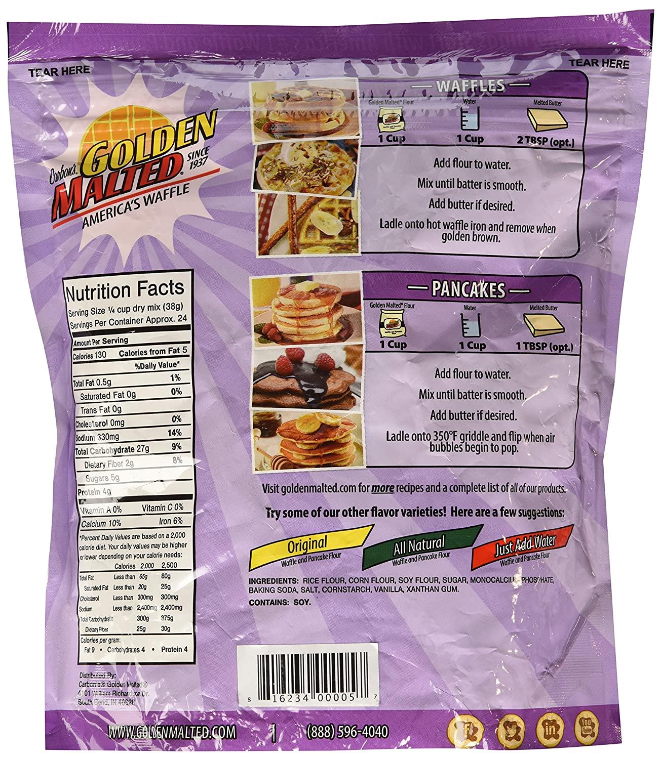 Golden Malted Gluten Free Waffle & Pancake Mix 32 oz (2 lb) Pack of 1