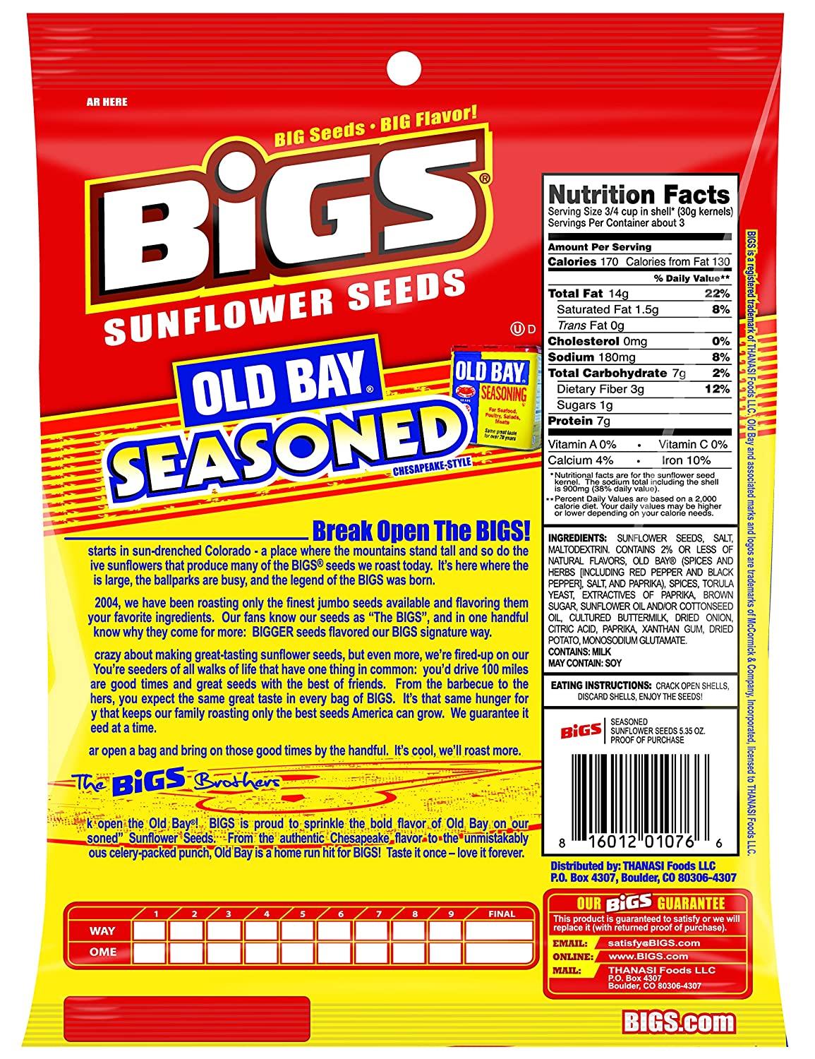 BIGS Old Bay Seasoned Sunflower Seeds, 5.35ounce Bag (Pack of 3)