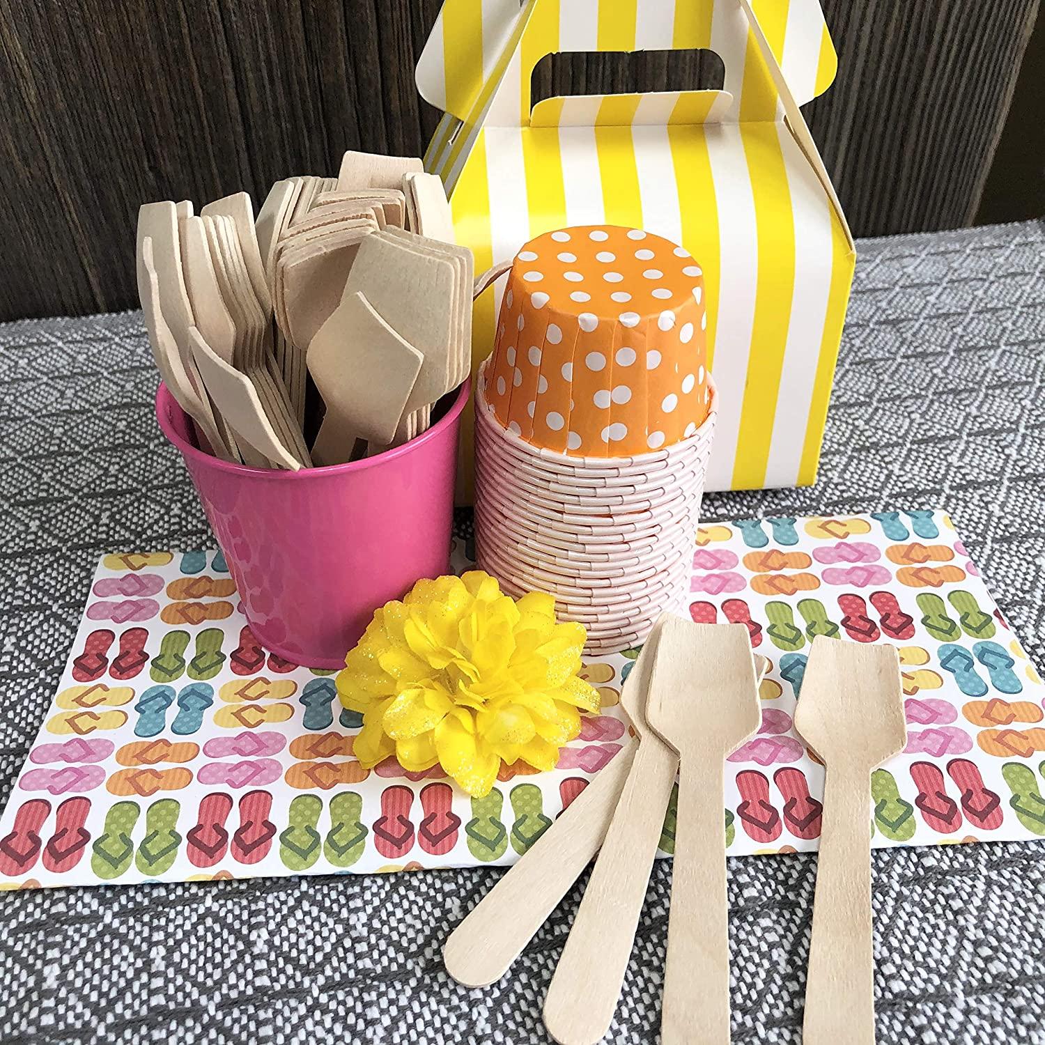 Bulk Mini Wooden Spoons Eco Friendly Disposable Biodegradable 3.75 Inches 300 Pack Outside