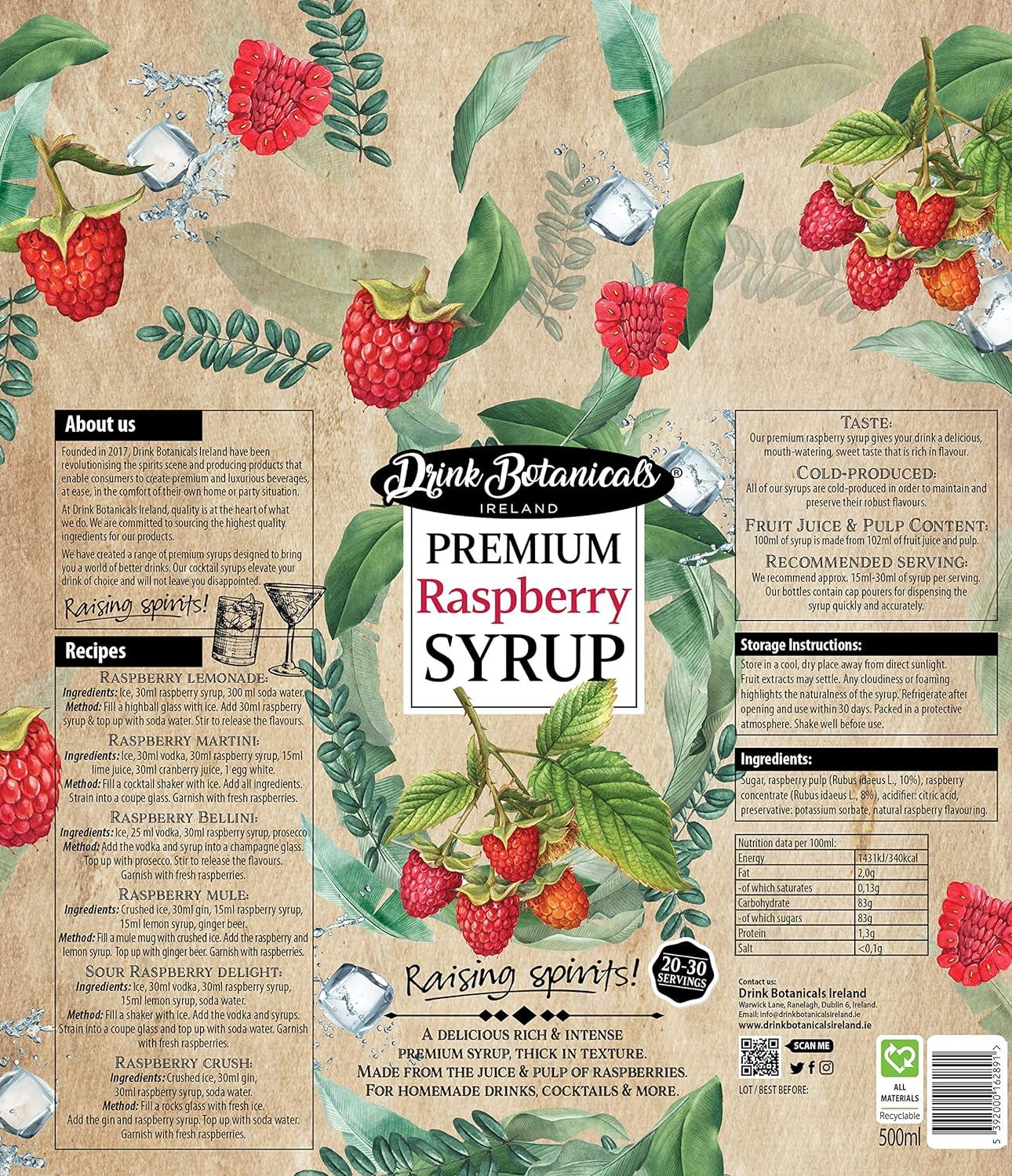 Drink Botanicals Ireland Raspberry Syrup | Made from Raspberry Juice ...