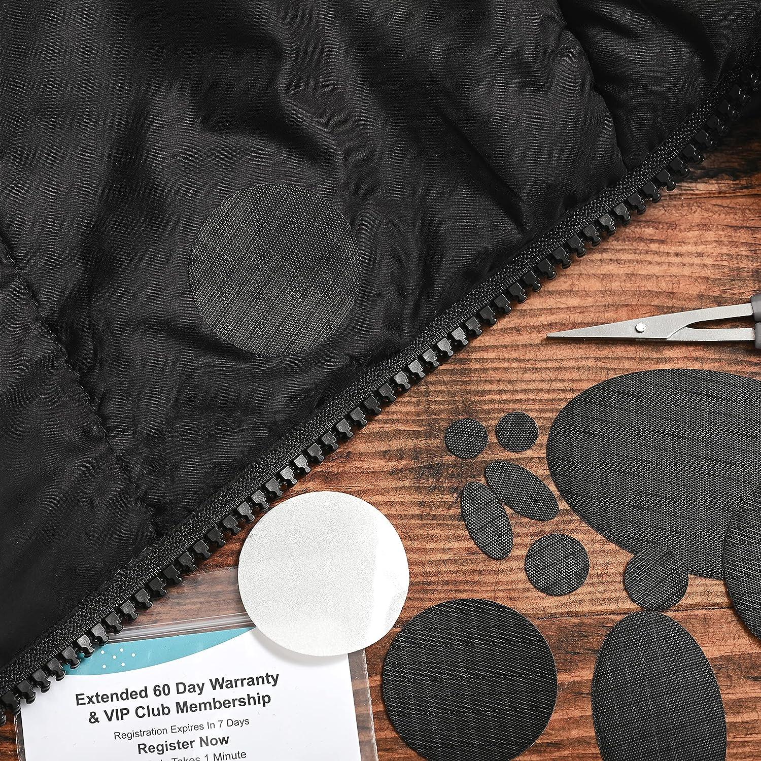  Down Jacket Repair: Self-Adhesive Repair Patches for Down  Jackets & Sleeping Bags - Easy to Use, Pre-Cut, Soft, Waterproof,  Tear-Resistant Rip-Stop Nylon - Fix Holes in Outdoor Gear (Black)