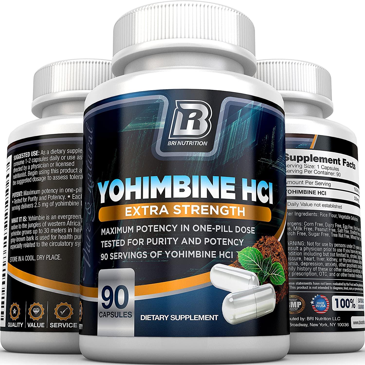 BRI Nutrition Yohimbine HCI 2.5mg Natural Metabolism Booster for Fat