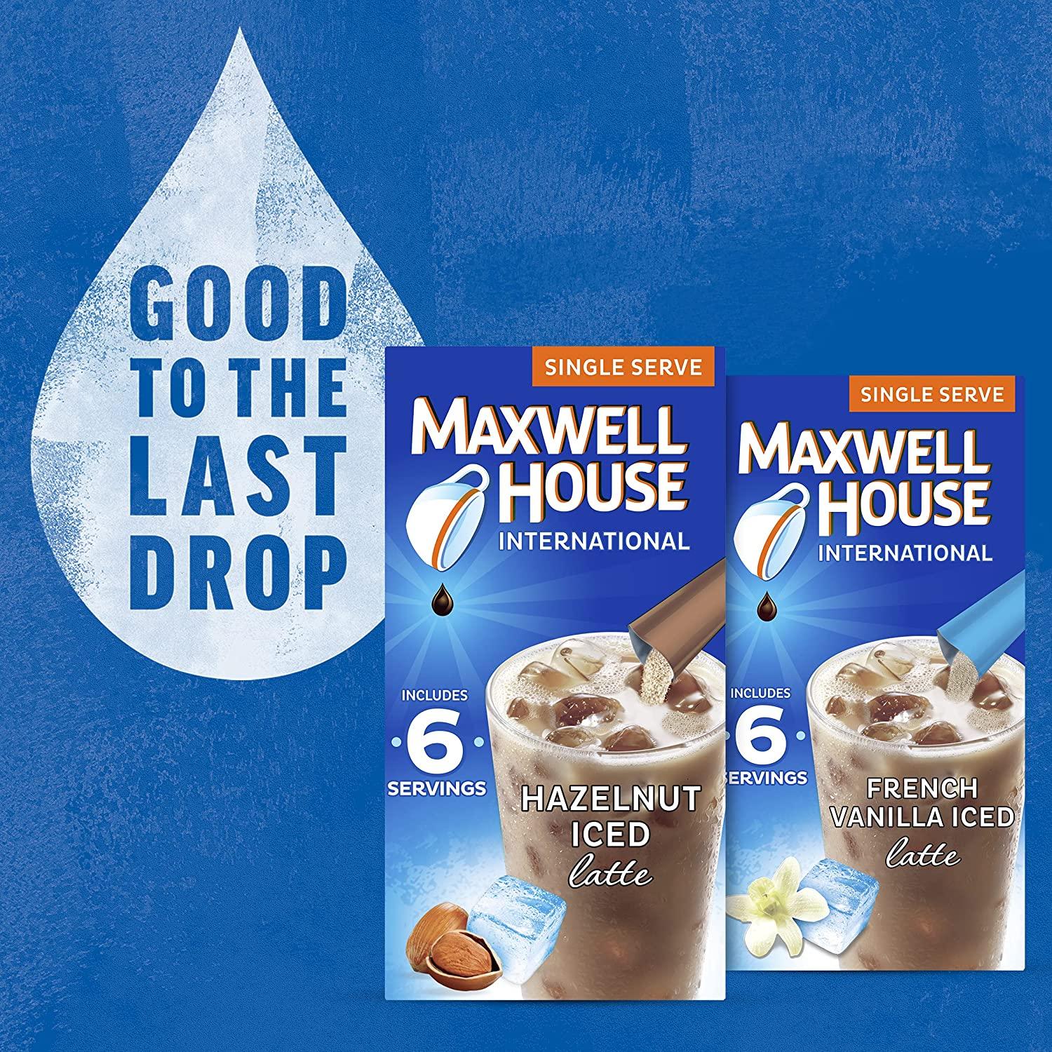 Maxwell House International Cafe Iced Hazelnut Latte Instant Coffee (3.42  oz Boxes, Pack of 8)