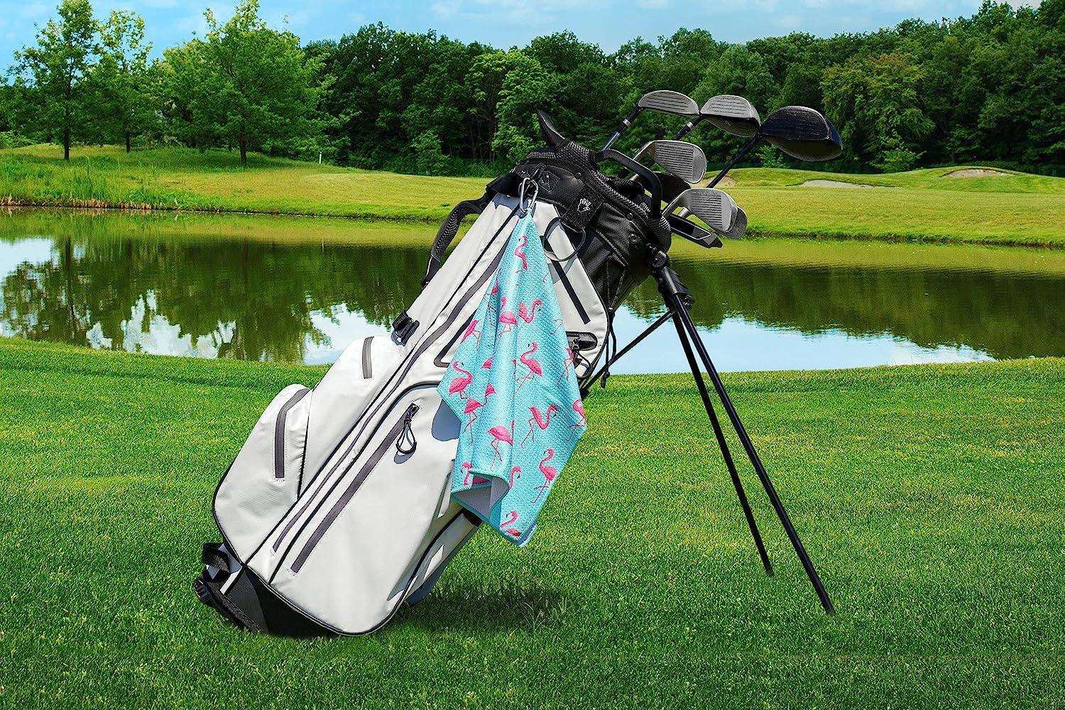 Playing It Forward Flamingo Golf Towel for Golf Bags with Clip for Men &  Women, Premium Set of 3 Microfiber Waffle Pattern Golf Towel with Small Golf  Ball Towel, Super Absorbent and