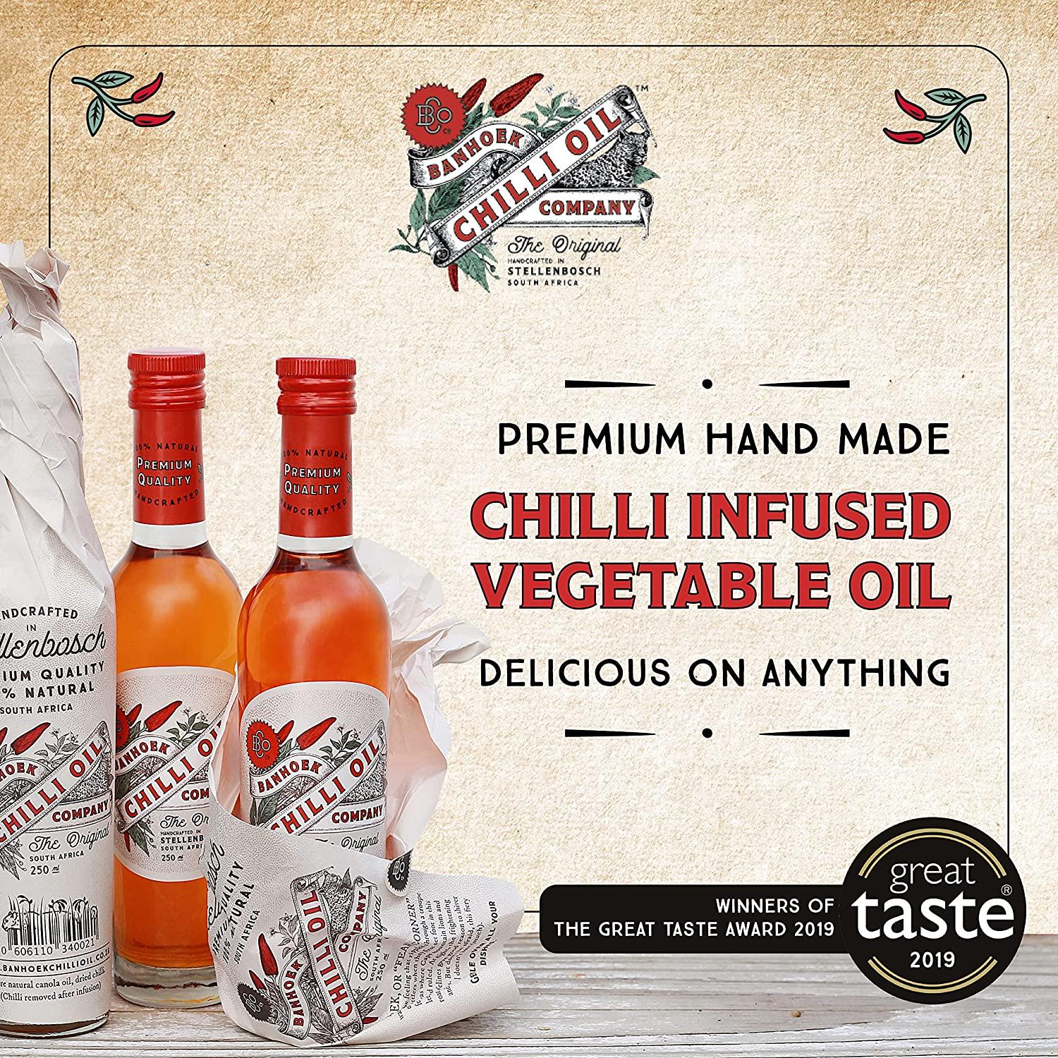 Premium Hot Chili Oil by Banhoek Chili Oil Company Birds Eye Chilies