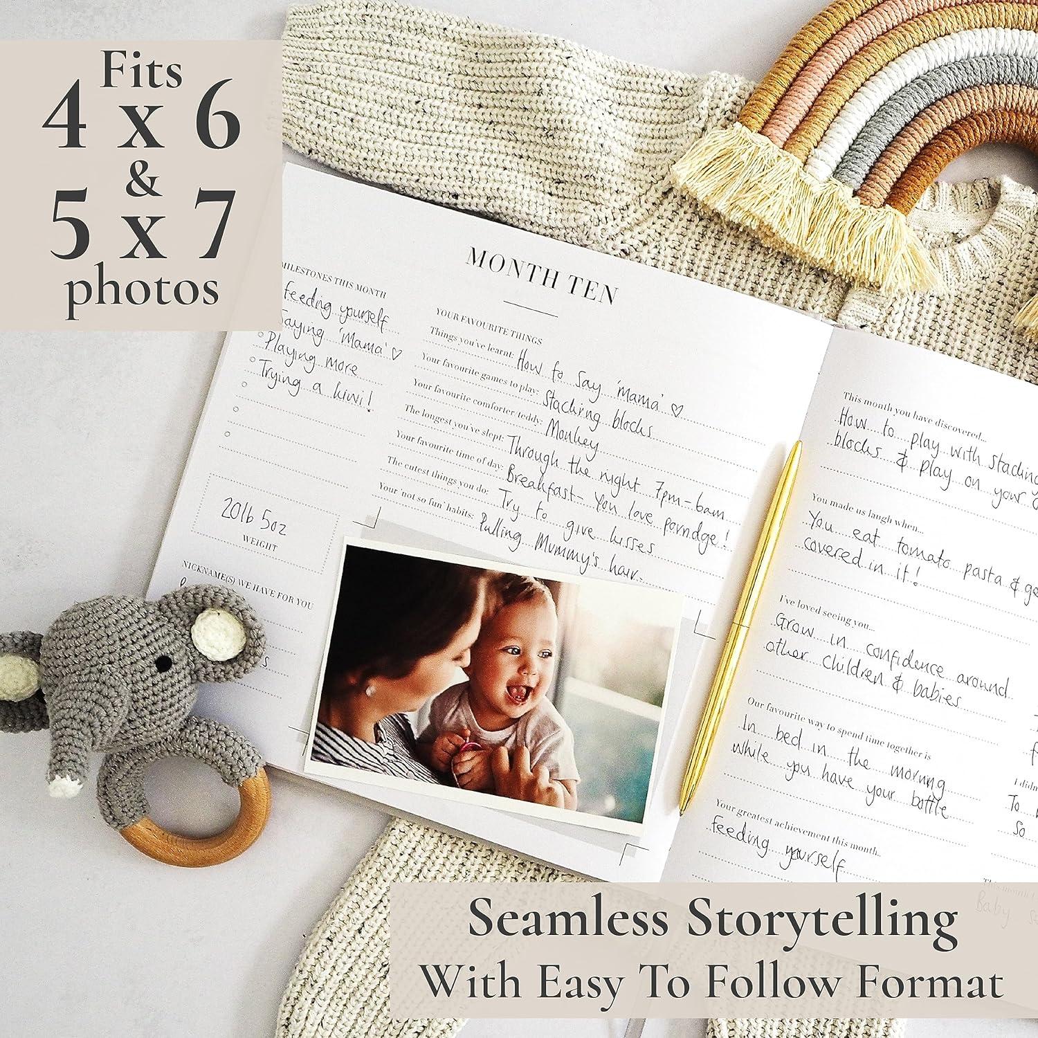 Baby Record Book Scrapbook 132 Page Memory Album for Newborn