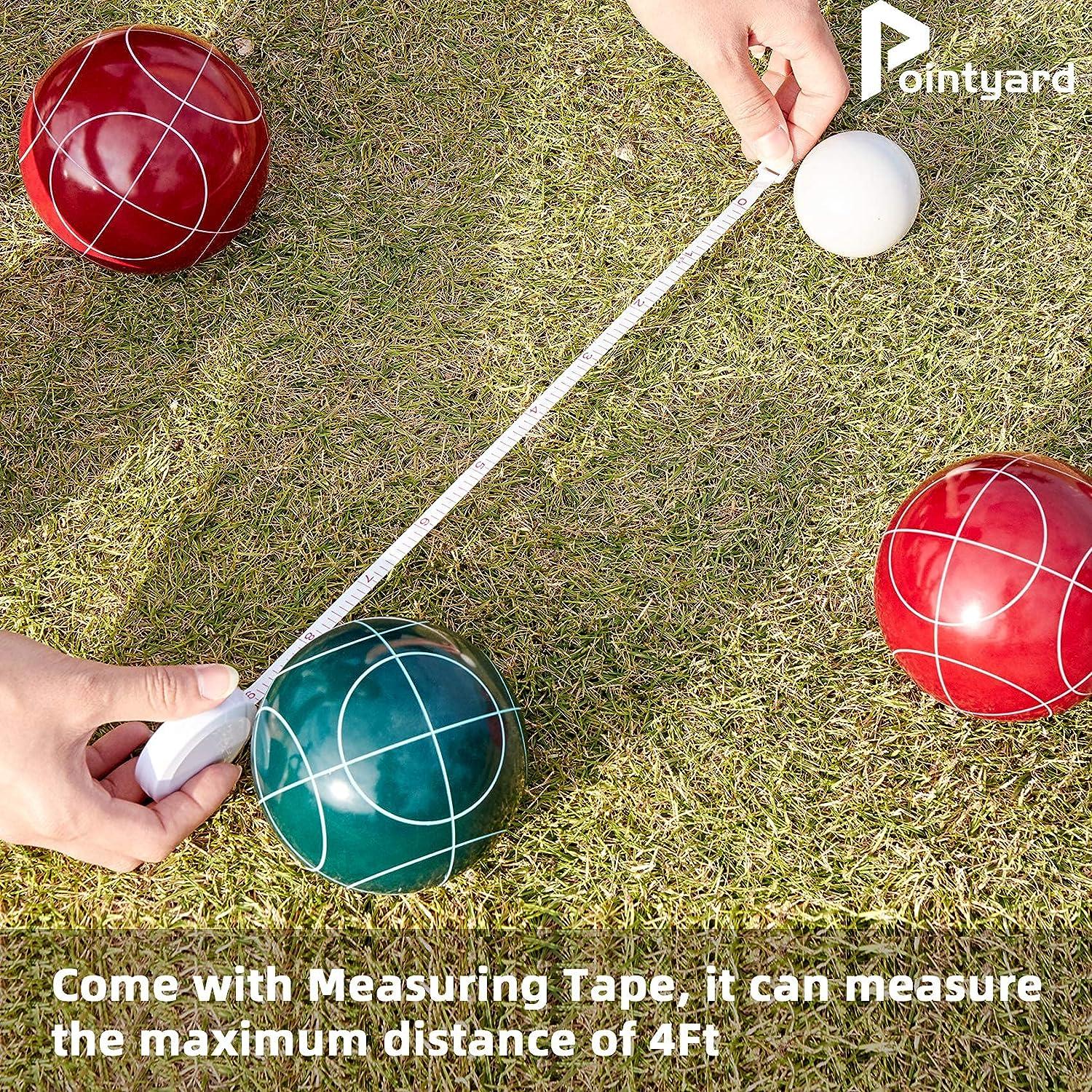 Pointyard Bocce Ball Set, 90mm Classic Bocce Ball Set with 8 Resin Bocce Balls/1 Pallino/Nylon