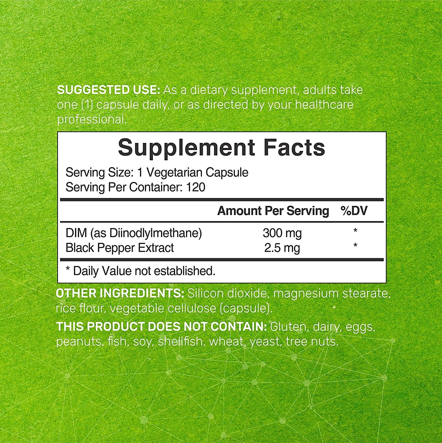 Diindolylmethane (DIM) Supplement 300mg 120 Veggie Caps 4 Months