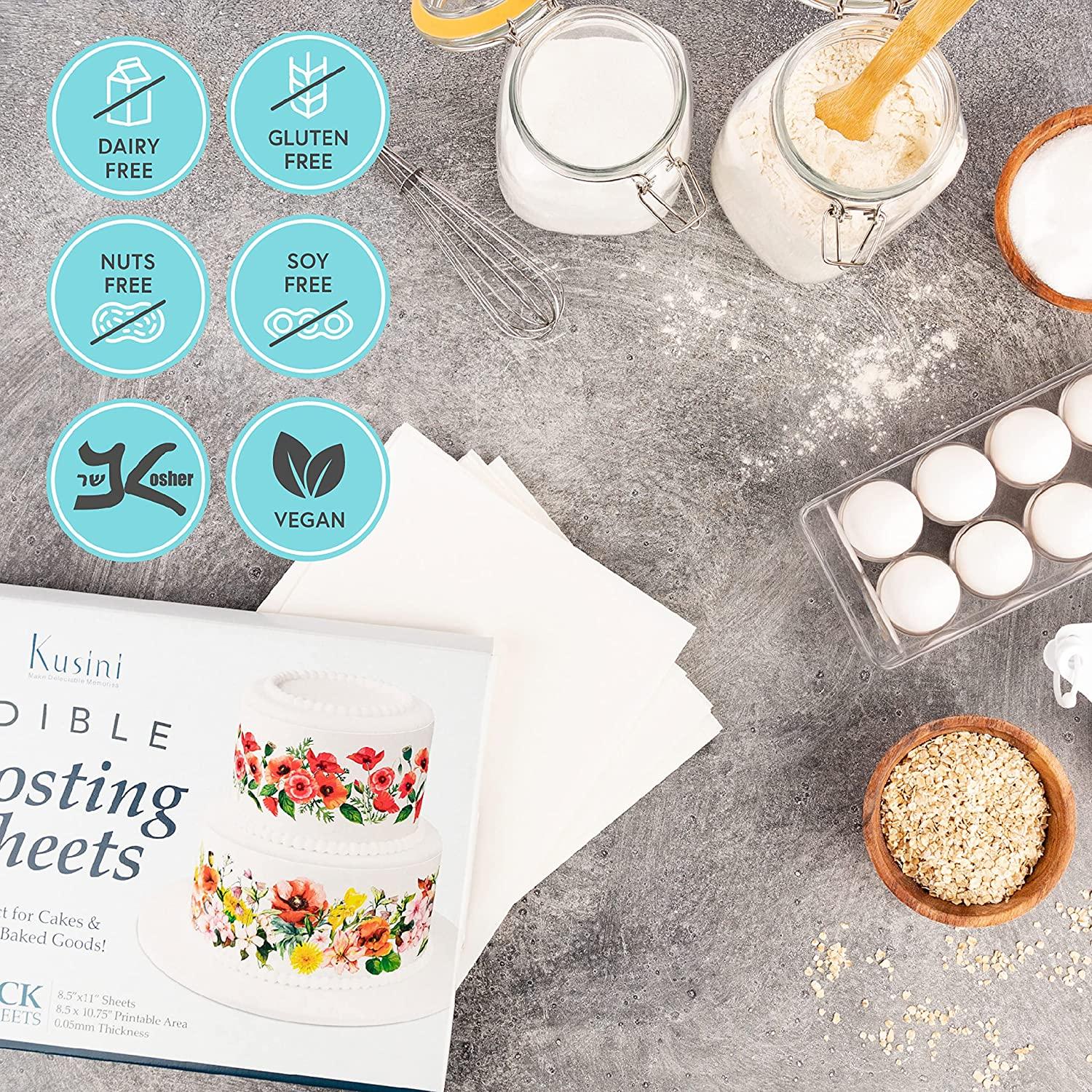 Kusini Edible Paper 24 Frosting Sheets in Resealable Packaging, Kosher