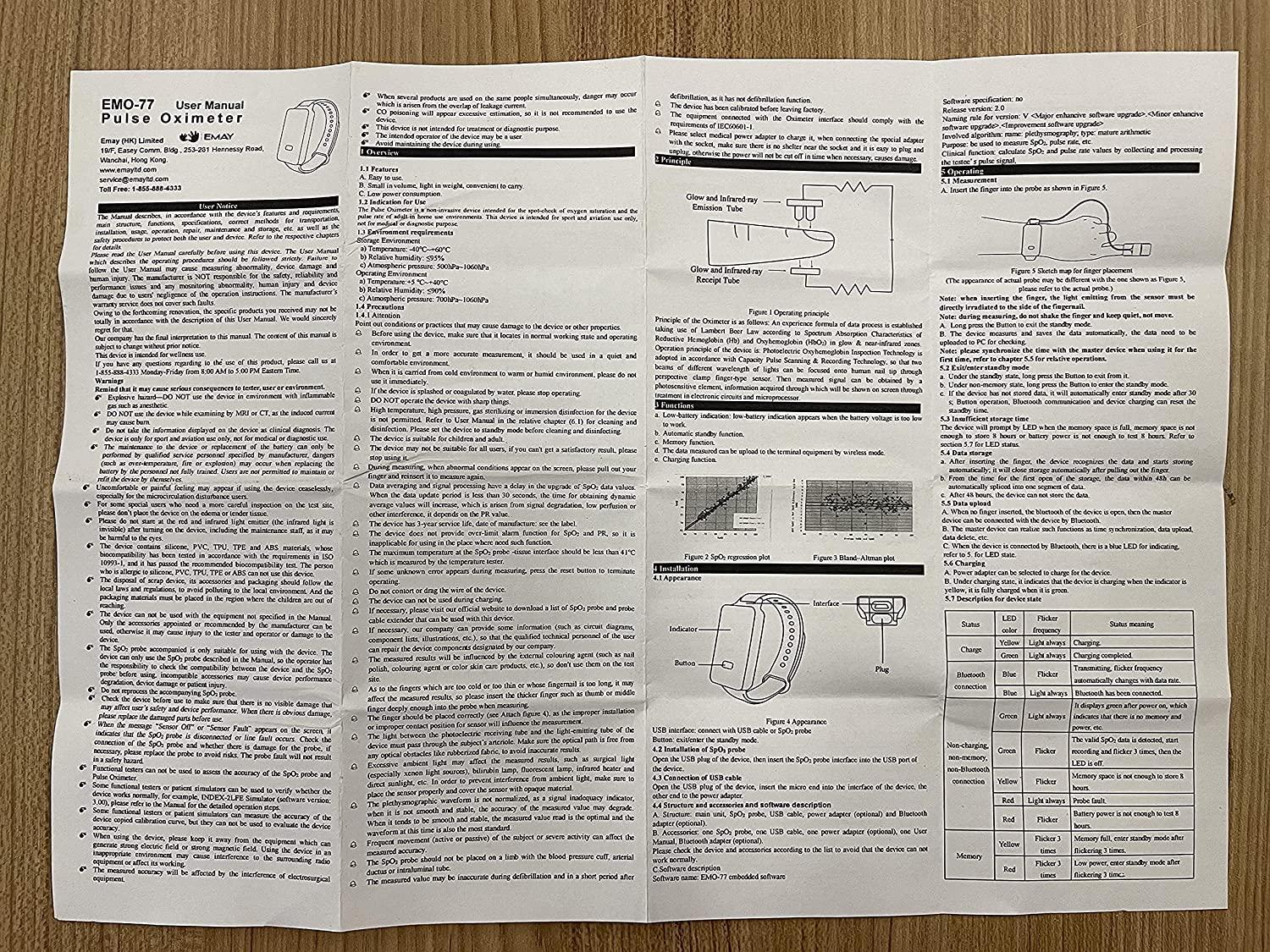EMAY SleepO2 Wrist Pulse Oximeter with Silicone SpO2 Sensor Bluetooth