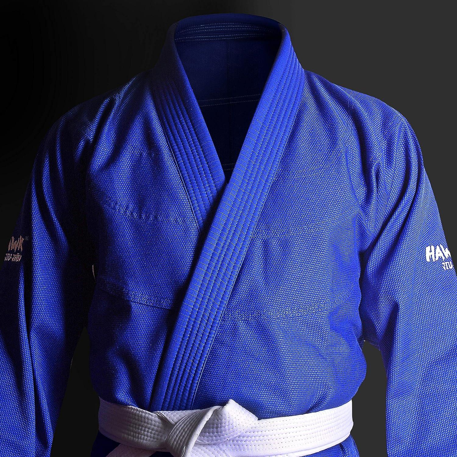 Hawk Sports Brazilian Jiu Jitsu Gi for Men and Women with Jacket, Pants,  and White Belt for Martial Arts Training A3 Blue