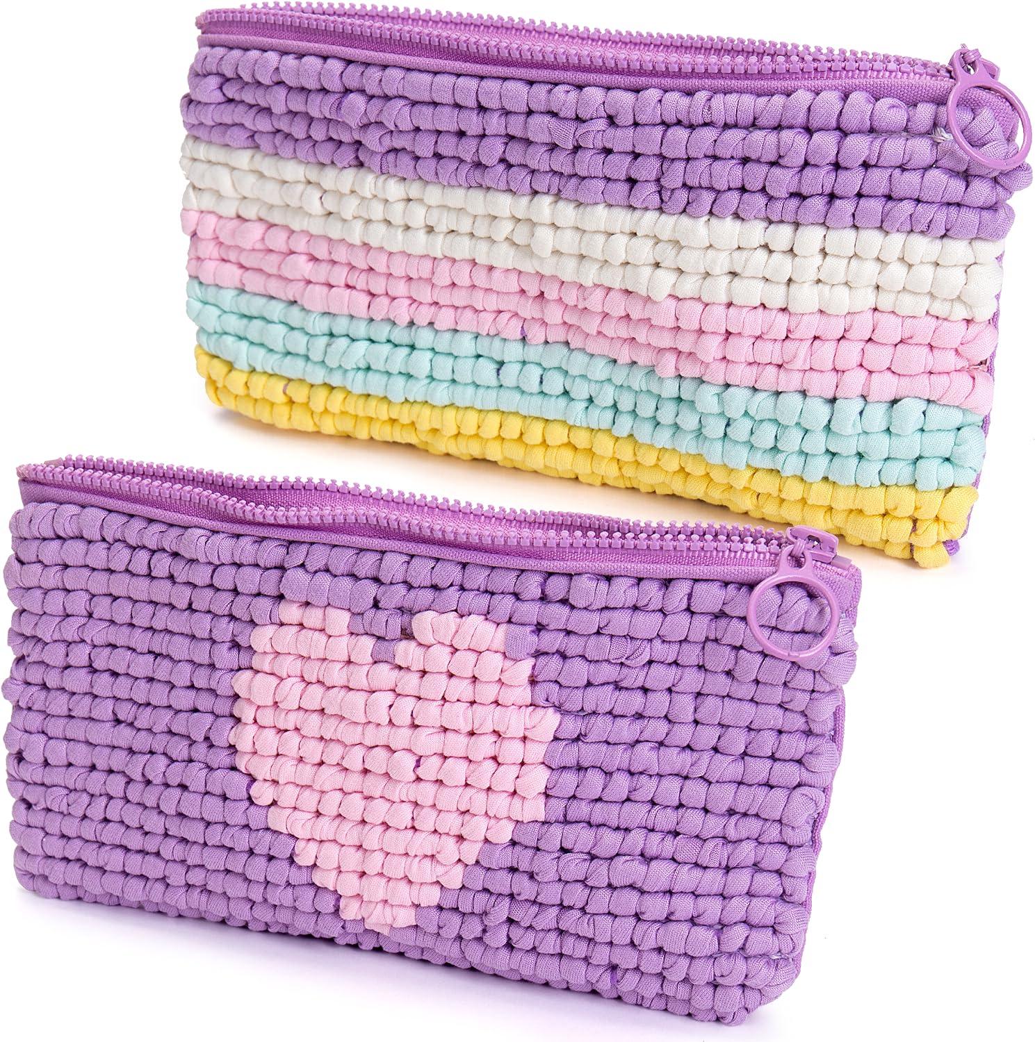 DIY 2 Rug Pencil Cases Latch Hook Kits for Kids Sewing Set for