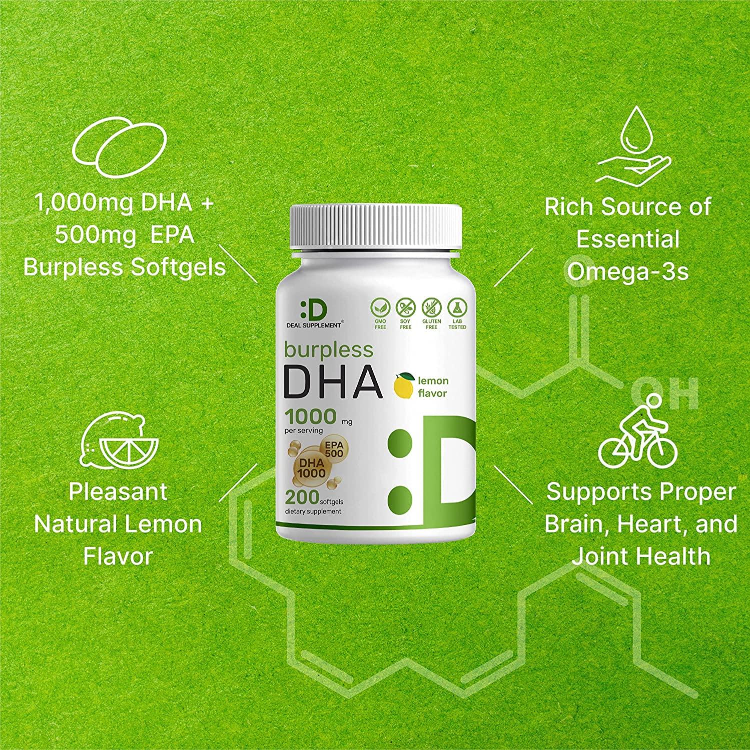 Eagleshine Lemon Flavored DHA & EPA Supplements 200 Softgels Omega
