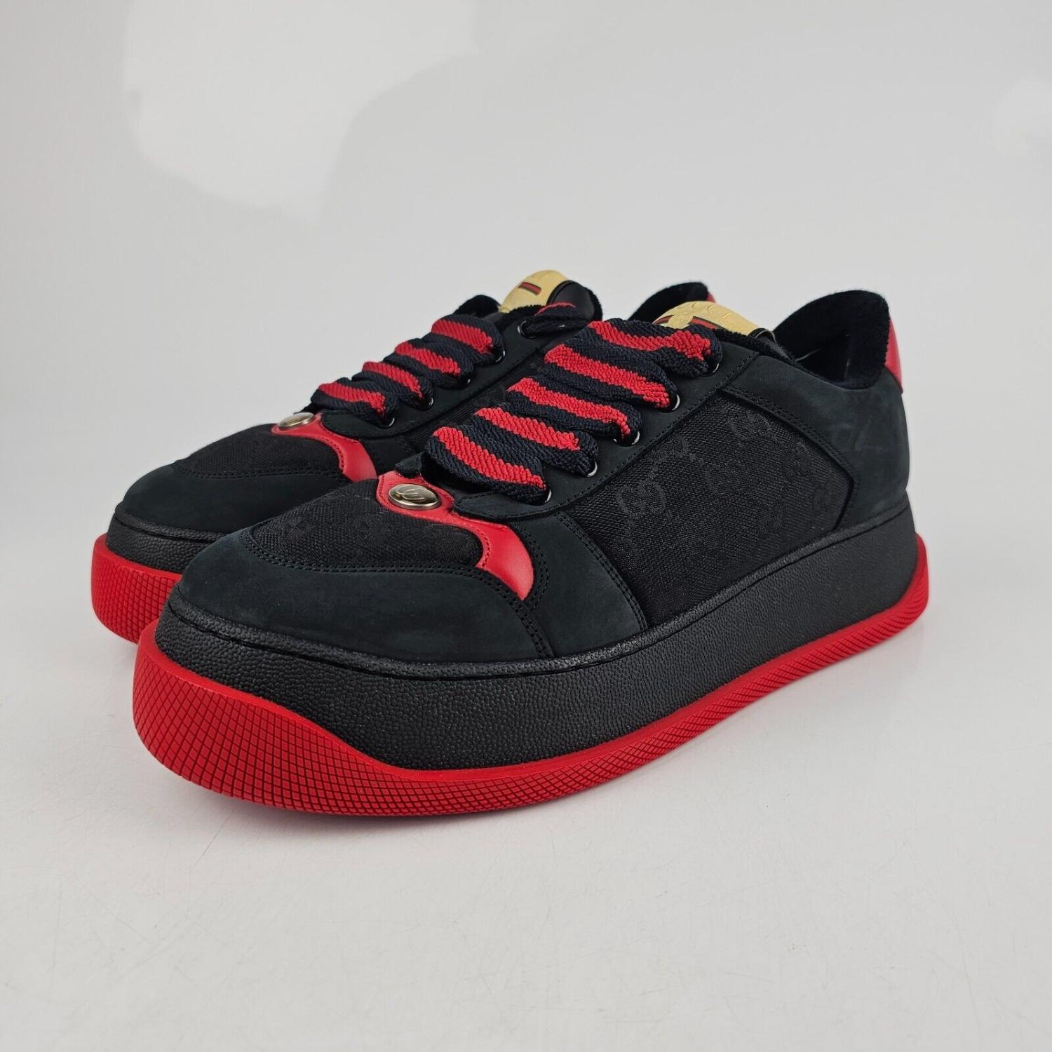 【完売必至】グッチ■DOUBLE SCREENER スニーカー Gucci Double Screener Men's Black/Red Sneakers - 8 | Buy Now