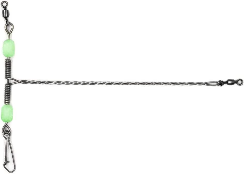 10 Esche Da Pesca Con Filo Acciaio E Perlina Luminosa - Terminali Per Surf Fishing