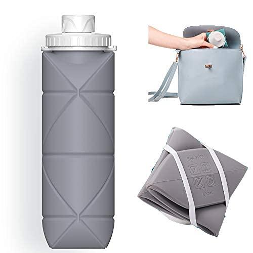 Collapsible Travel Water Bottle19.6 Oz, Reuseable Silicone Foldable - View #3