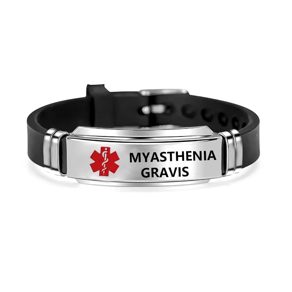 Red Myasthenia Gravis Medical Alert Bracelet | Emergency First Aid