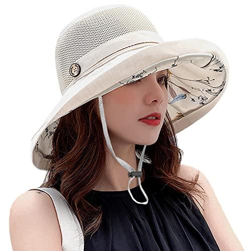 Women Wide Brim Summer Sun Hat Wired Edge Beach Bucket Fishing Hats Beige Wide Brim Women Sun Hat Summer Beach Bucket Fishing Hats  main image 4
