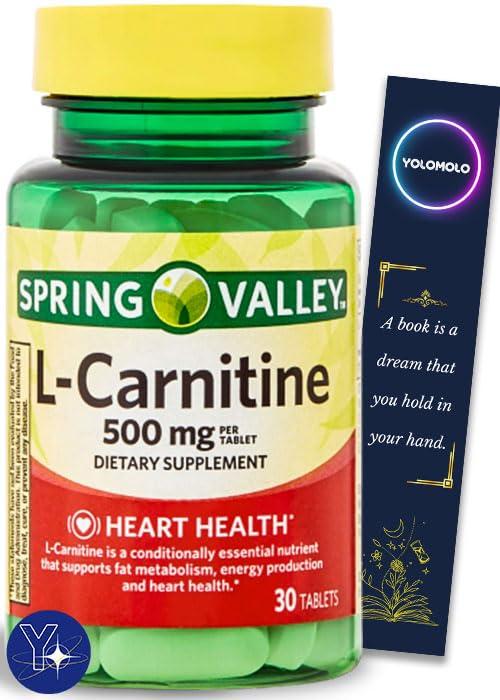 Shop L-Carnitine Amino Acid Supplement - Spring Valley 500mg 30 Count |  Unflavored | YOLOMOLO Gift Bookmark Included | International Shipping  Available | Buy Now with Express International Delivery
