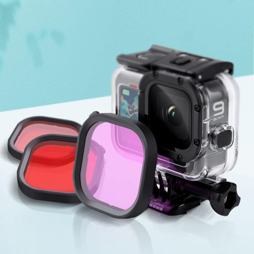 OKFUN Waterdichte Duikbehuizing Voor GoPro Hero 10/9 – 60 Meter Diepte – Incl. 3 Kleurfilters (Rood, Lichtrood, Magenta) – 9H Gehard Glas