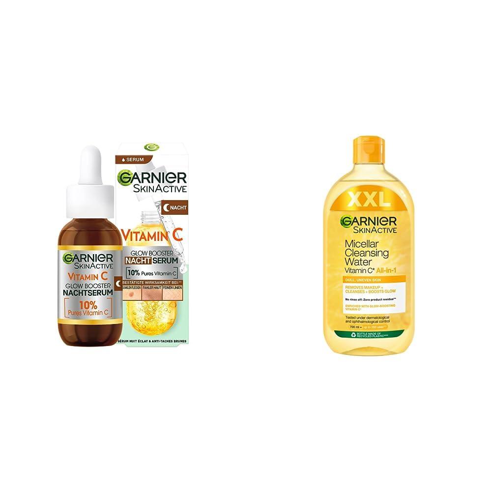 Garnier Vitamin C Nachtserum & Mizellenwasser – Gegen Dunkle Flecken, Vegan