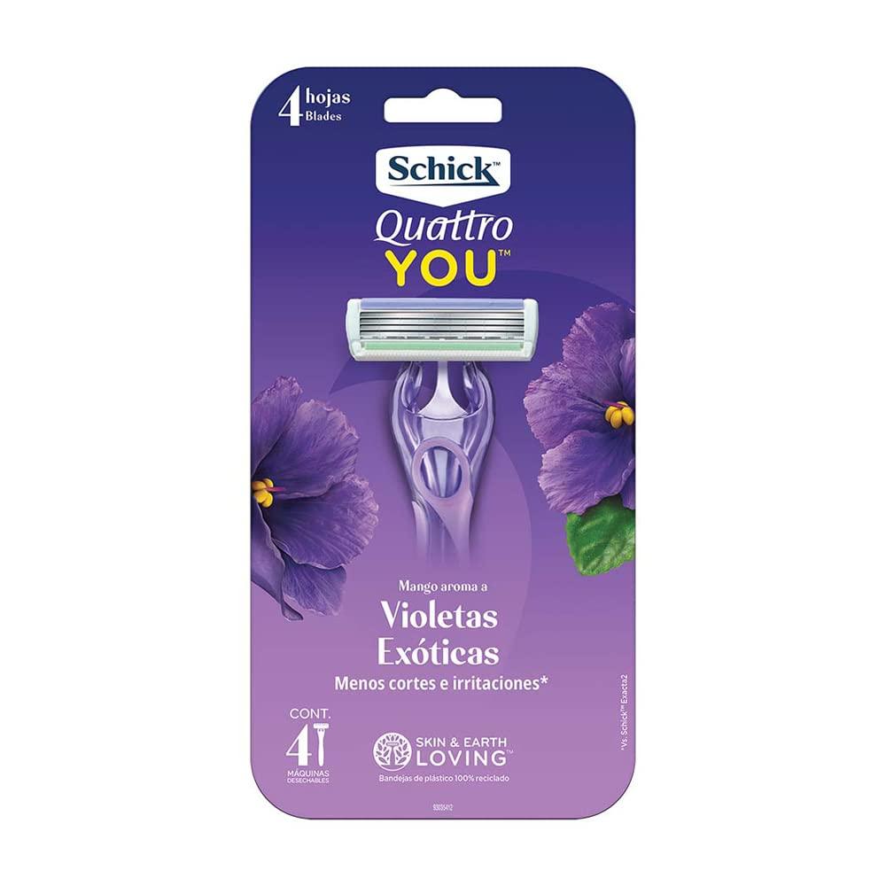 Schick Quattro You Exotic Violet Blooms Disposable Razors for