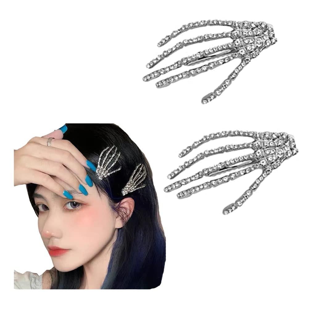 Skeleton hands Halloween hair clips rhinestone studded gold​​ Black Nail New ✨✨ Skeleton hands Halloween hair clips rhinestone studded gold  main image 3
