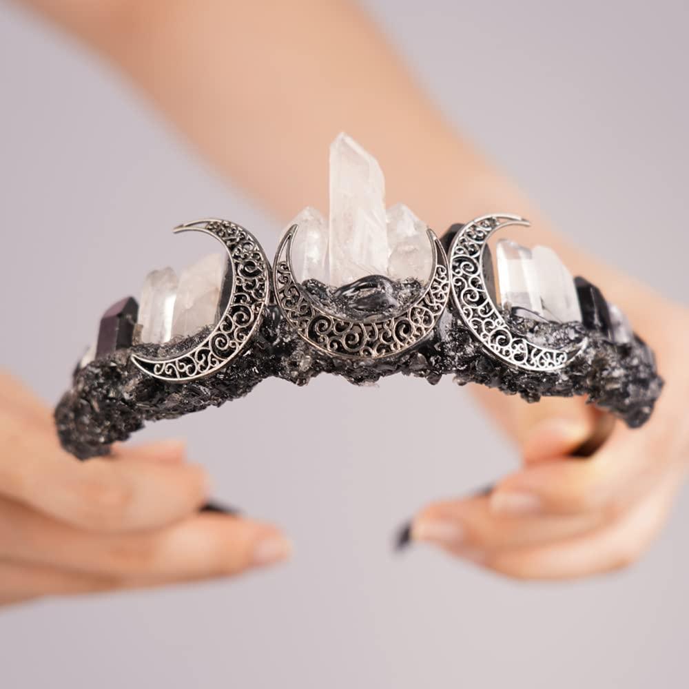 Howlingmoonuk The Esme Maxi Crown - Quartz Raw Crystal And Branch Twig Antler Woodland Ethereal Natural Crown