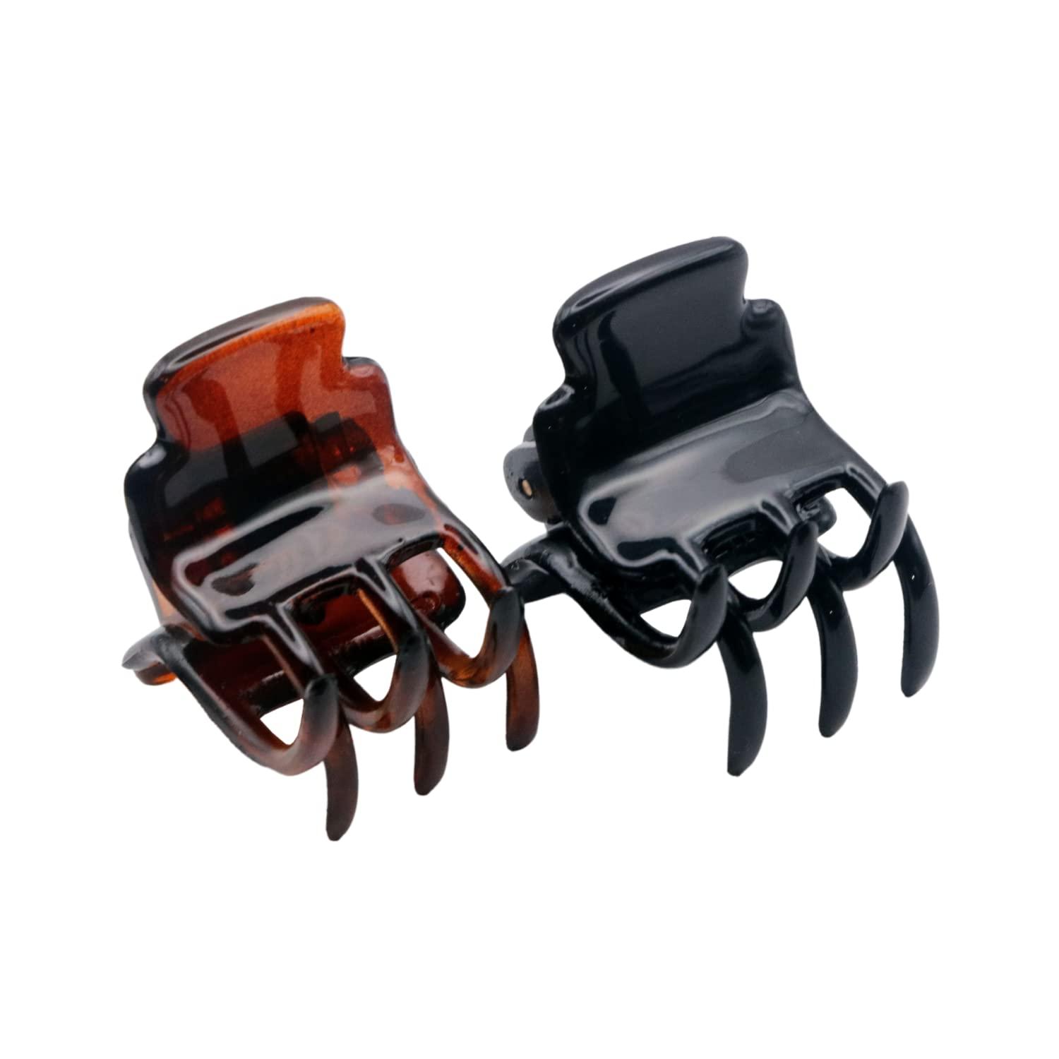 Parcelona French Glossy Square 3/4 Celluloid Hair Claw Set 