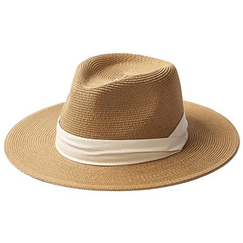 FURTALK Panama Hat Wide Brim Fedora Straw Beach Hat UV UPF  display picture 1