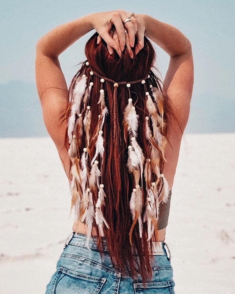 ? Dreamcatcher Boho Feather Hippie Hairband Indian Gypsy Headband Tassel NWT Boho Feather Headband Dream Catcher Hair Band - Handmade  main image 4