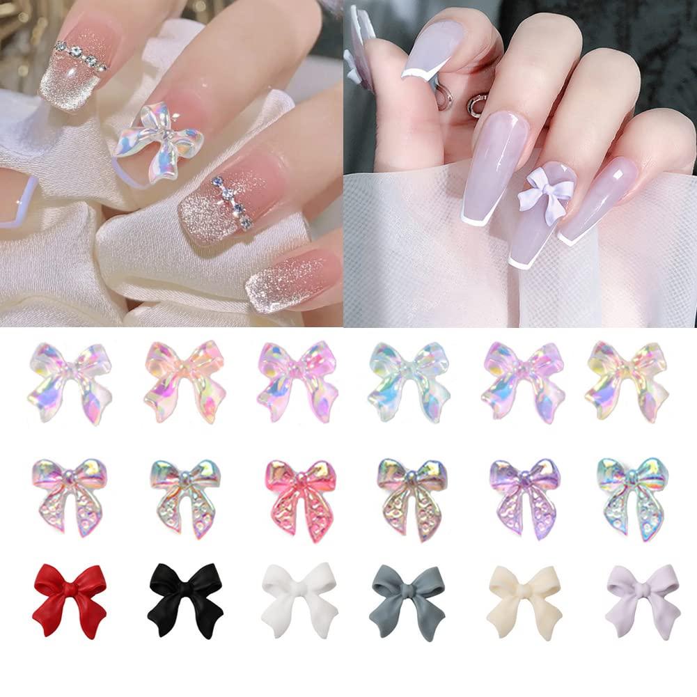 2 Boxen 3D Aurora Bow Nagel-Deko – Bunte Harzschleifen, Für Nail Art & DIY