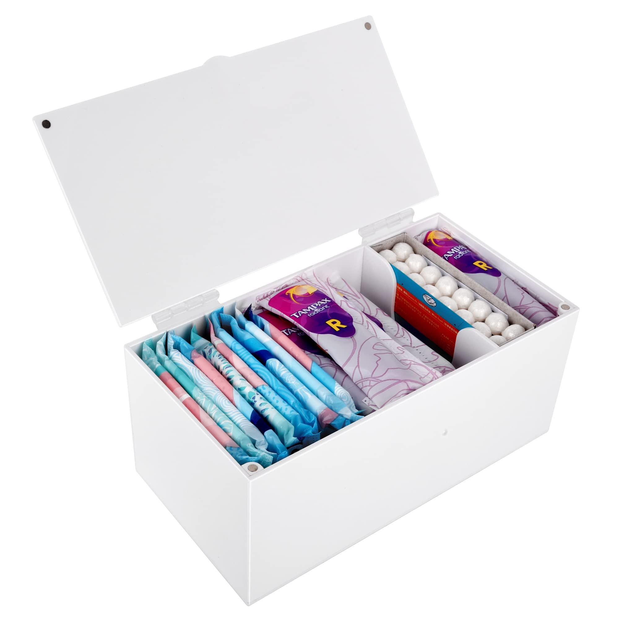 Acryl-Aufbewahrungsbox Für Damenbinden & Tampons – Magnetisch Schließend, 2 Fächer, Undurchsichtig – Für Ordnung & Privatsphäre Im Bad