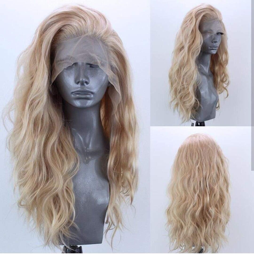 ELESTY Long Natural Curly Glueless Lace Front Wig - Golden  display picture 2