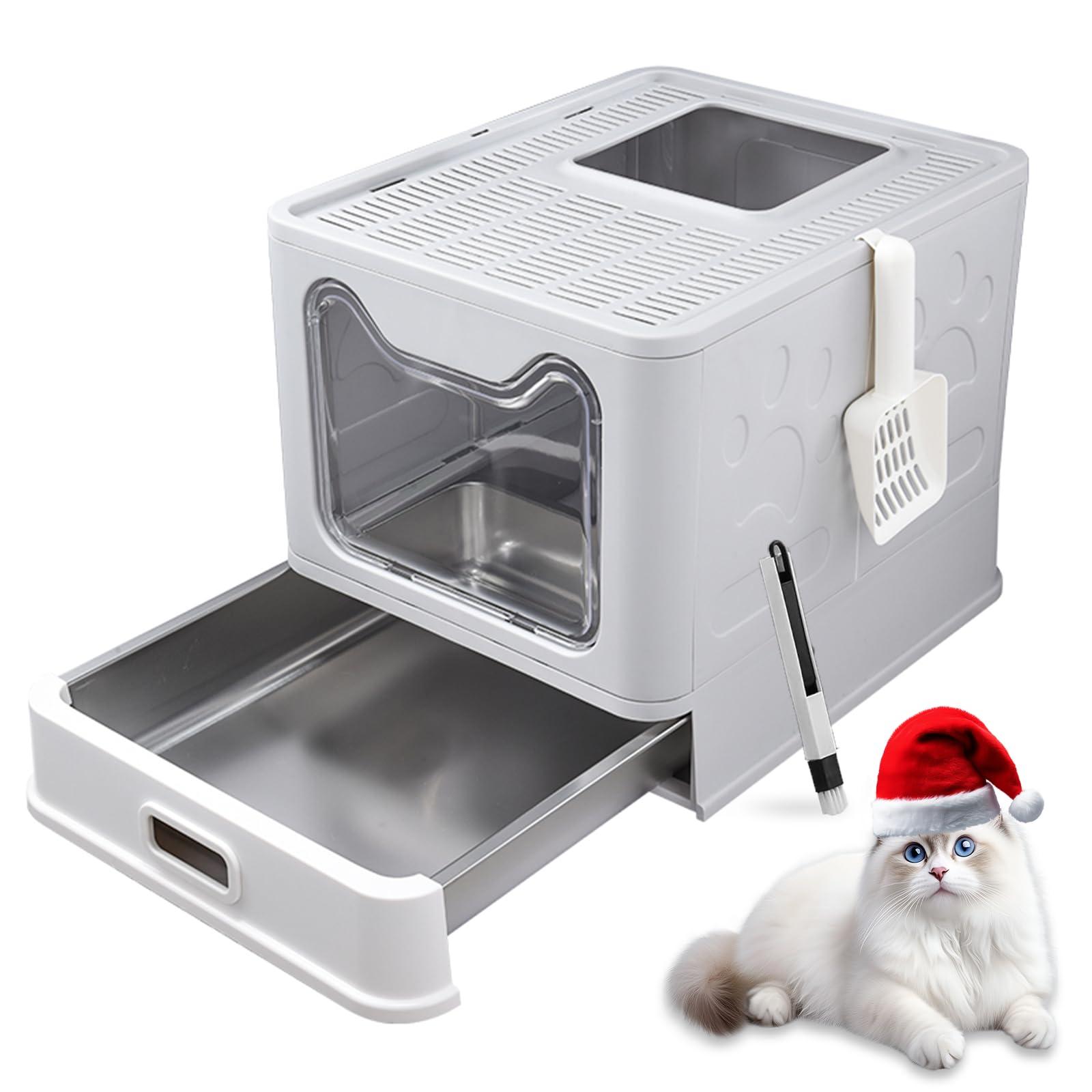 Covered Stainless Steel Litter Box Stainless Steel Litter Box With