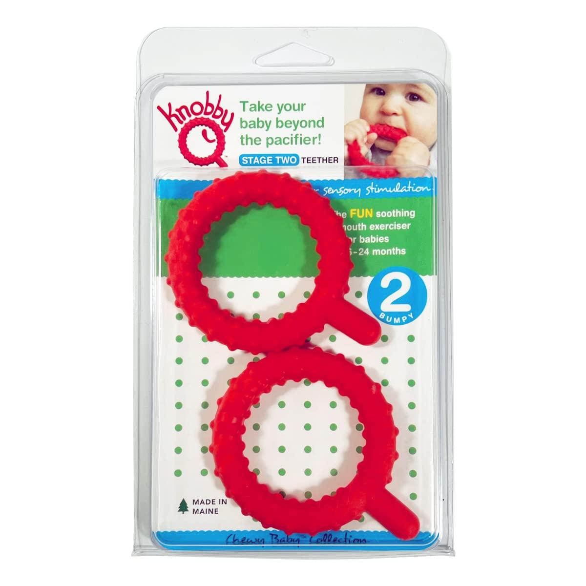 Knobby P's & Q's Stage 2 Teether - Red Baby Teething Toy