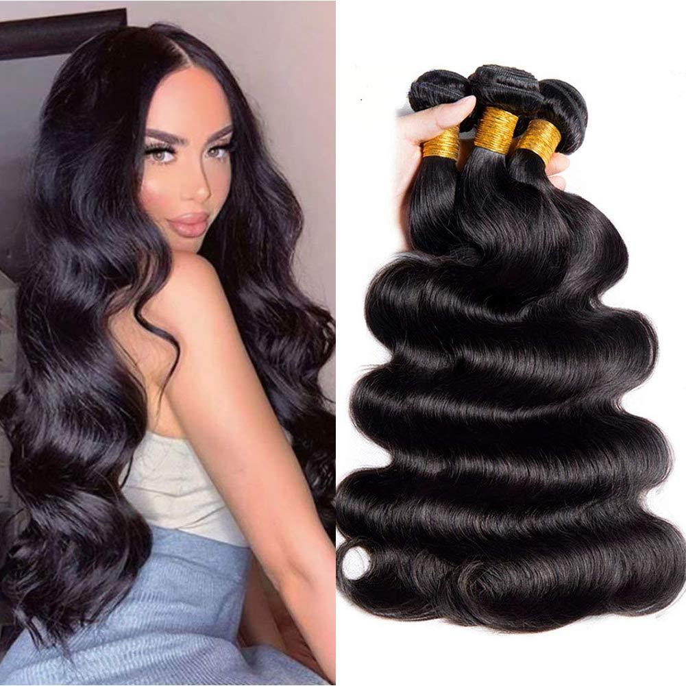 Virgin Human Hair Extensions 18-22 Inch Body Wave Bundles Double Weft Amazon.com : Lemoda Body Wave Virgin Human Hair Bundles 18  main image 4