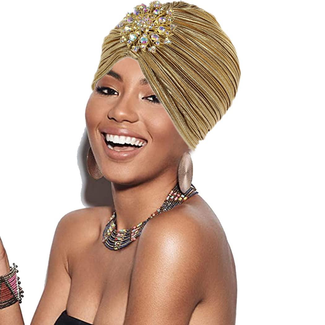 Chic Gold Women\'s Headwrap with Beaded Detail boho chic beaded lace head wrap women polyester spandex  main image 3
