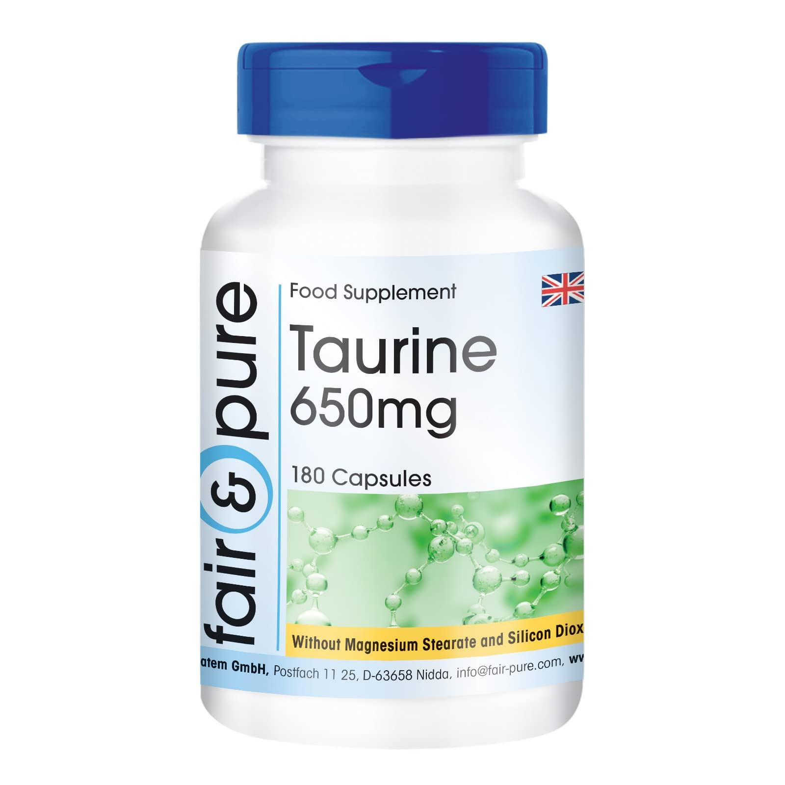 Fair Supplement Fair & Pure Taurine 650mg Vegan Capsules - 180 High-Dose Taurine ...