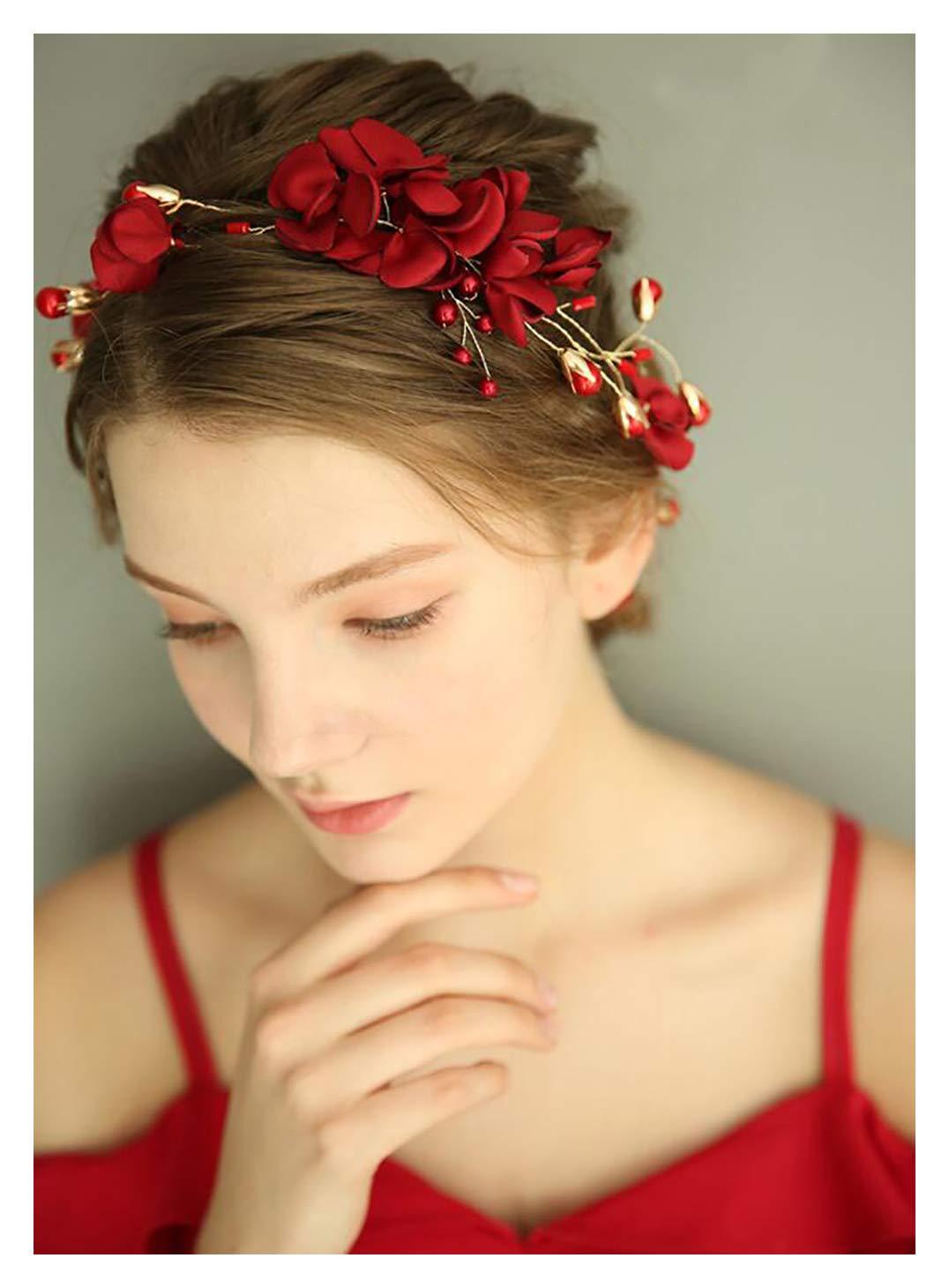 red bridal headpiece